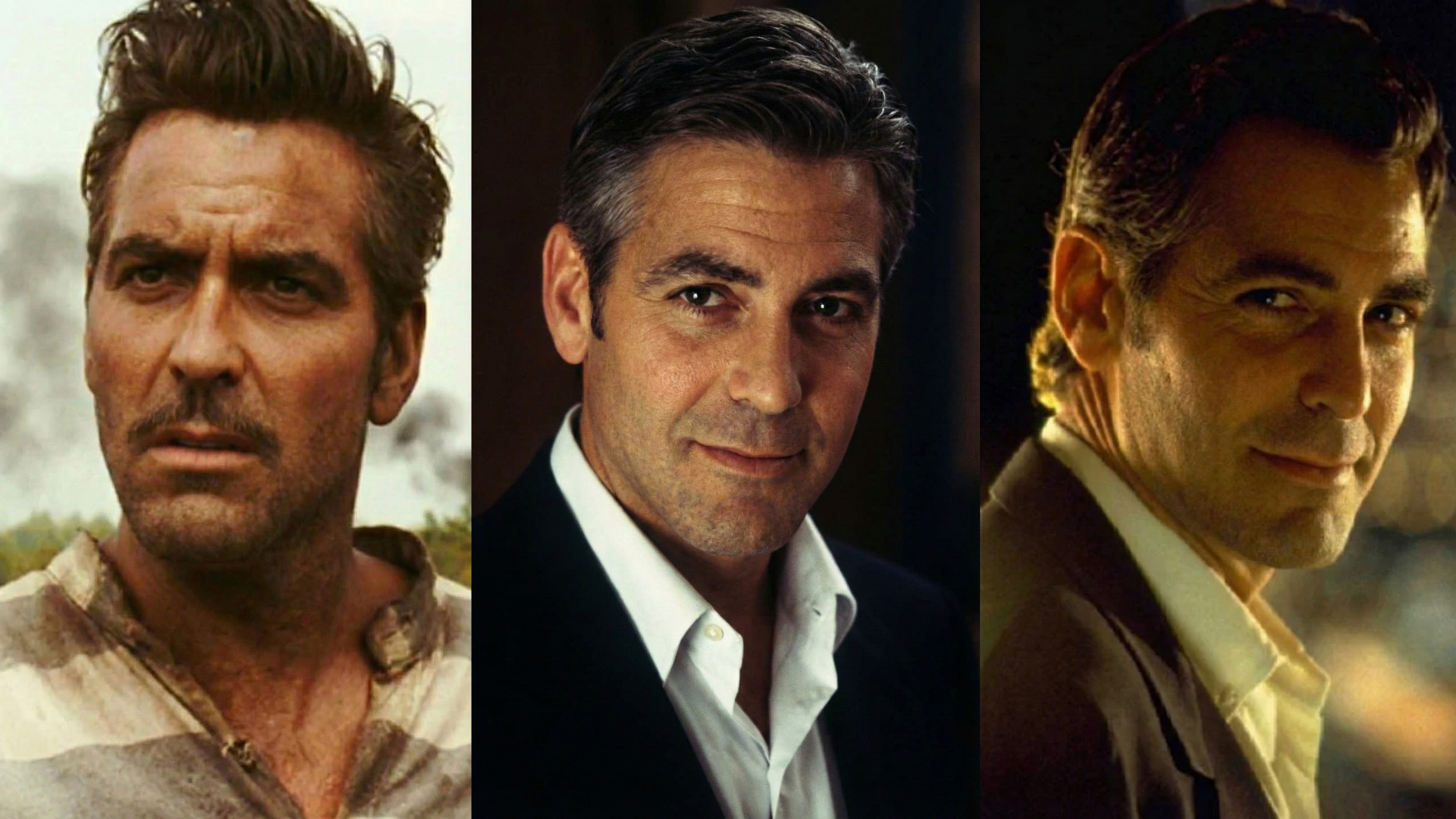 George Clooney classic side part hairstyle from O Brother Where Art Thou (2000), Ocean’s Eleven (2001) and Oceans Twelve (2004).